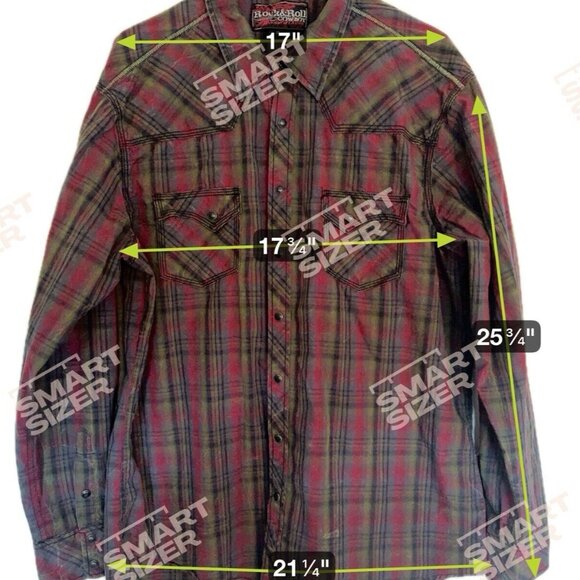 Mens Long Sleeve Shirt XL Red Plaid Snap Down Western Cowboy Rockabilly - Picture 10 of 13